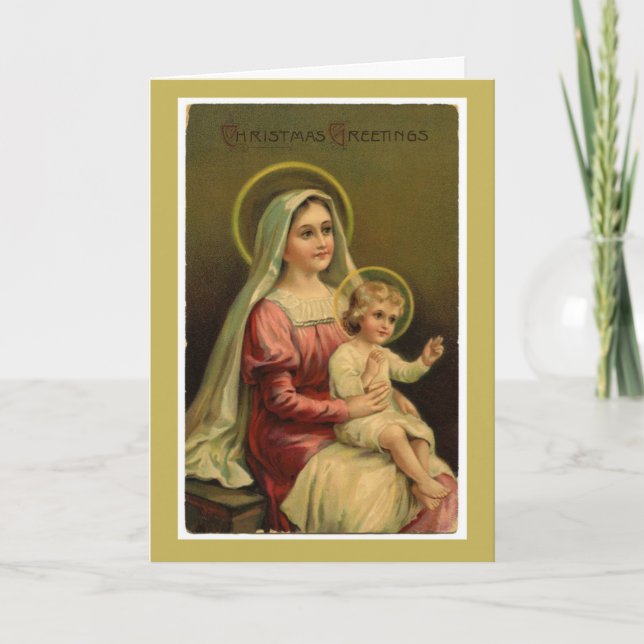 Carte de Noël vintage Madonna et enfant (Devant)