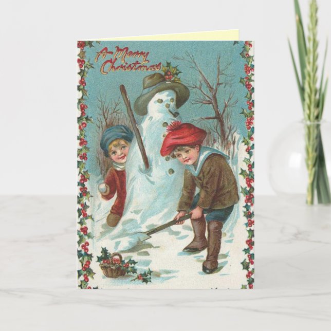 Carte de Noël vintage mignonne de Père Noël (Devant)