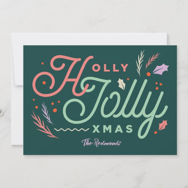Carte de Noël vintage moderne vert pin (Devant)