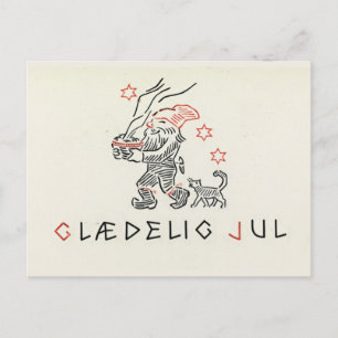 Carte de Noël Vintage Norvège   Glæ delig Jul Gnom