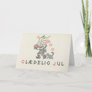 Carte de Noël Vintage Norvège   Glæ delig Jul Gnom
