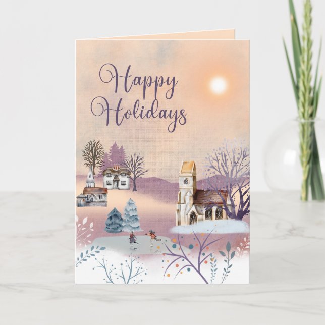 Carte de Noël vintage Nuits d'Hiver MODIFIABLE (Devant)