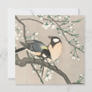 Carte de Noël Vintage   Oiseaux sur une branche de