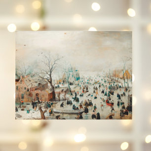 Carte de Noël Vintage   Patinage sur glace sur le 