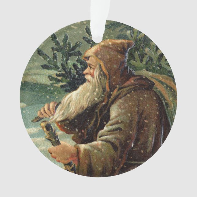 =Carte de Noël vintage, Père Noël et arbre (devant)