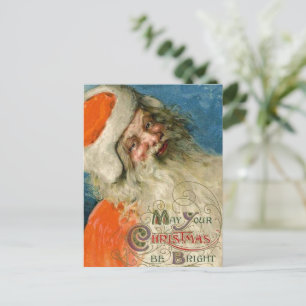 Carte de Noël Vintage   Père Noël Merry et Bright