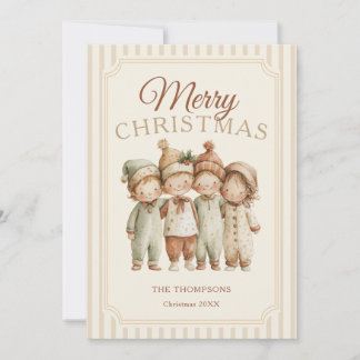 Carte de Noël vintage personnalisée pour enfants e