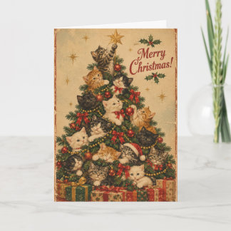 Carte de Noël vintage pour chat | Merveilleusement