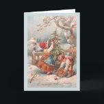 Carte de Noël vintage pour enfants<br><div class="desc">Carte de voeux Retro / Vintage Noël. Adorable enfant allemand décorant un sapin de Noël extérieur ! Un Joyeux Noël !</div>