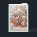 Carte de Noël vintage pour enfants<br><div class="desc">Carte de voeux Retro / Vintage Noël. Adorable enfant allemand décorant un sapin de Noël extérieur ! Un Joyeux Noël !</div>