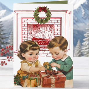 Carte de Noël Vintage pour Enfants