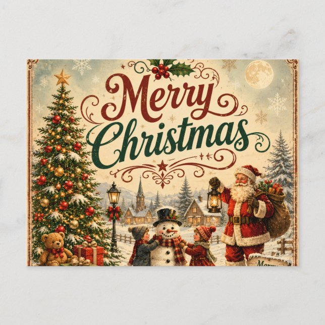 carte de Noël vintage pour enfants (Devant)