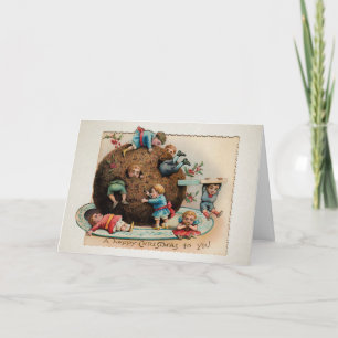 Carte de Noël vintage pour enfants victoriens