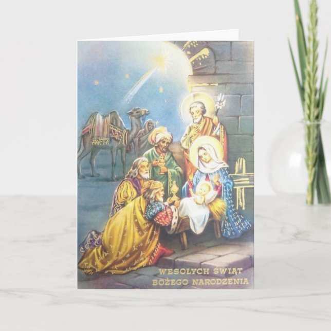 Carte de Noël vintage religieuse polonaise (Devant)