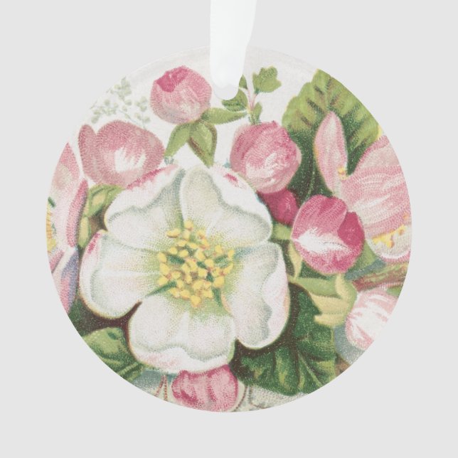 Carte de Noël vintage rétro, fleurs de pommier (devant)