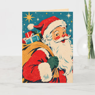 Carte de Noël vintage rétro Père Noël | Années 195