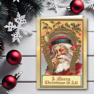 Carte de Noël vintage Santa Claus Portrait