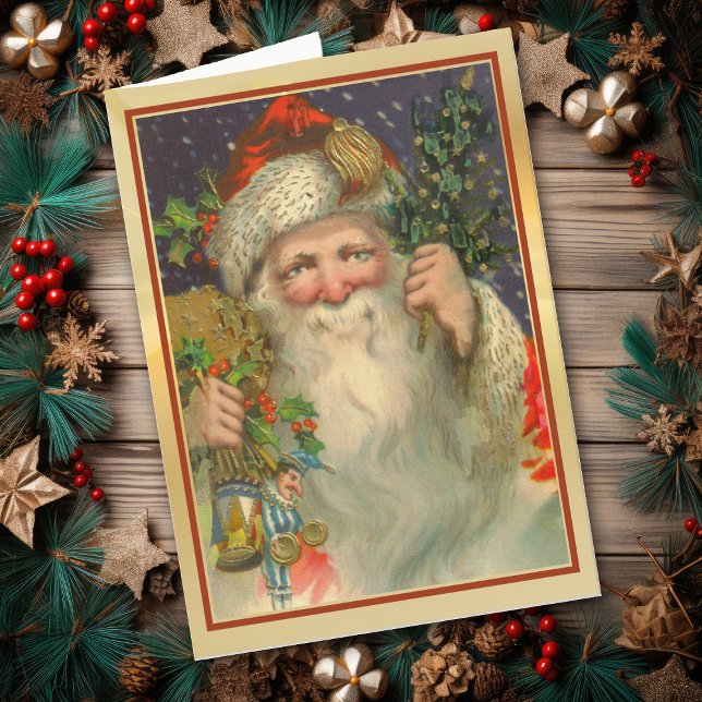Carte de Noël Vintage St Nicholas avec des jouets (Créateur téléchargé)