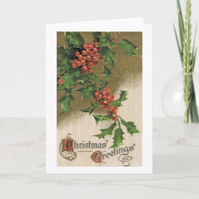 Carte de Noël Vintage - Victorian Holly (Devant)