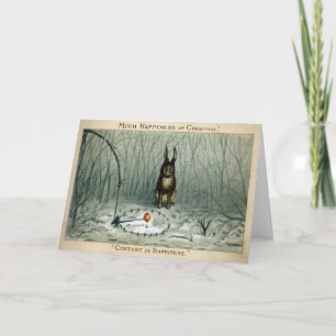 Carte de Noël vintage Victorian Odd Bunny Bunny