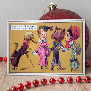 Carte de Noël vintage Victorian Odd Patinage