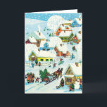 Carte de Noël Vintage | Village de neige mignon<br><div class="desc">Carte de Noël victorienne vintage,  ne manquez pas de vous faire rire et sourire. Ces cartes de voeux de Noël de style victorien peuvent donner un charme de Noël du 19ème siècle et un style victorien antique à vos souhaits Holliday.</div>