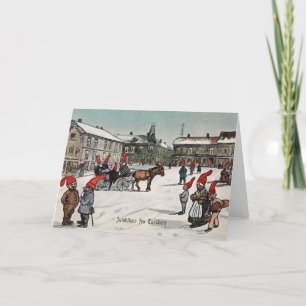 Carte de Noël Vintage Village Gnomes Norvège