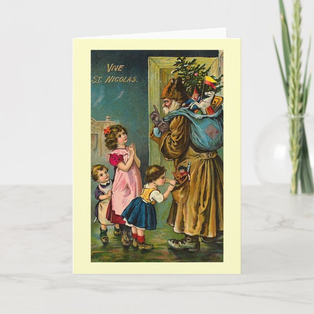 Carte de Noël Vintage "Vive St. Nicolas" (Devant)