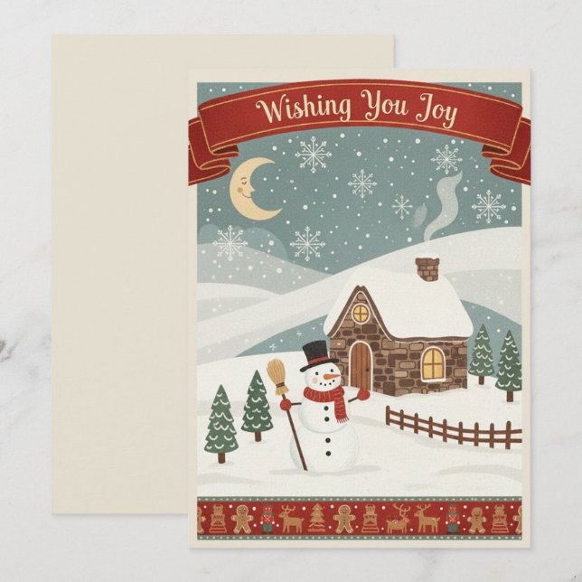 Carte de Noël vintage vous souhaitant joie (Devant / Derrière)