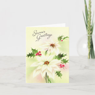 Carte de Noël vintage White Poinsettia