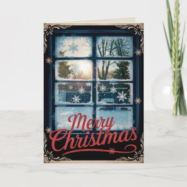 Carte de Noël vintage Xmas modifiable (Devant)