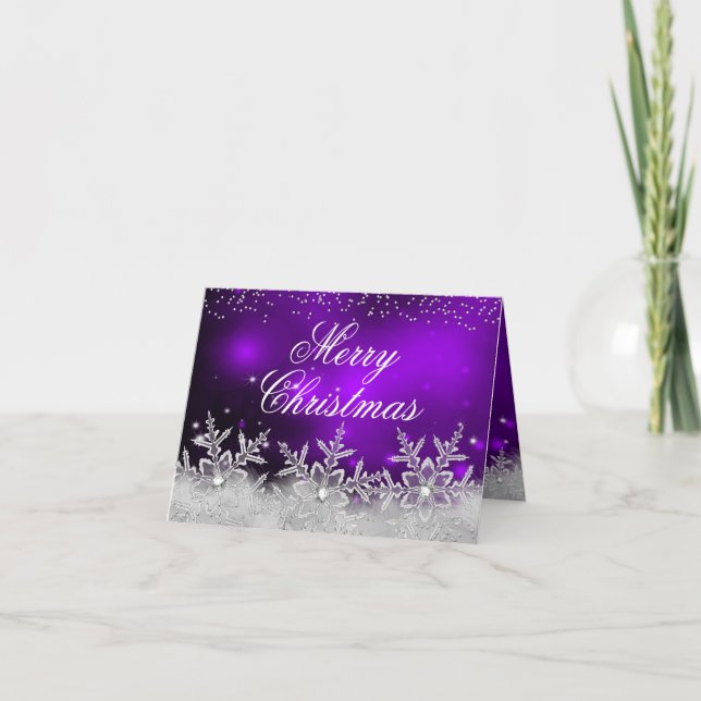Carte de Noël violet Crystal Snowflake (Devant)
