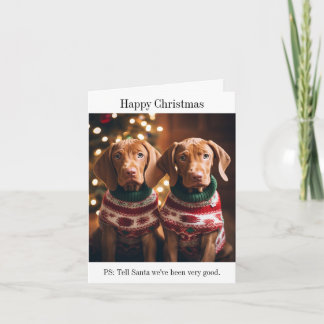 Carte de Noël Vizla Puppies hongroise