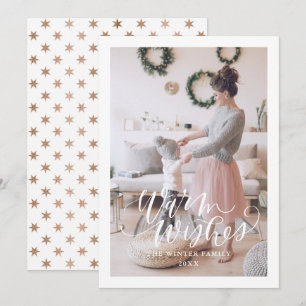 Carte de Noël Vœux Chaleureux Plate Carte de Fêtes