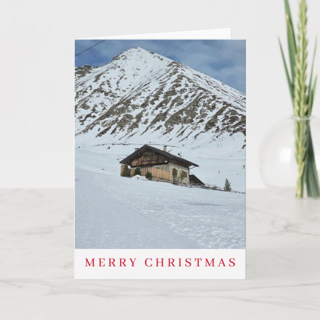 Carte de Noël vue cabine de montagne (Devant)