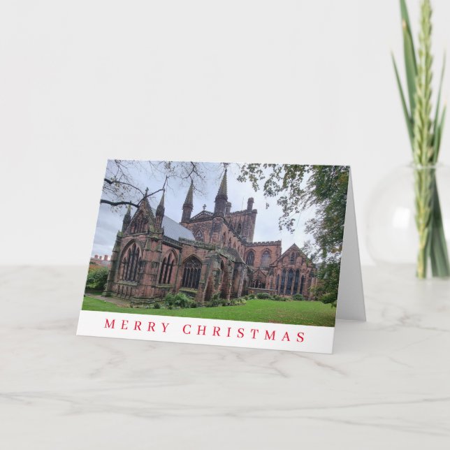 Carte de Noël vue Cathédrale de Chester (Devant)