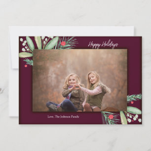 Carte de Noël Watercolor Greens Joyeuses Fêtes