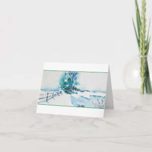 Carte de Noël Watercolor Snow Landcape
