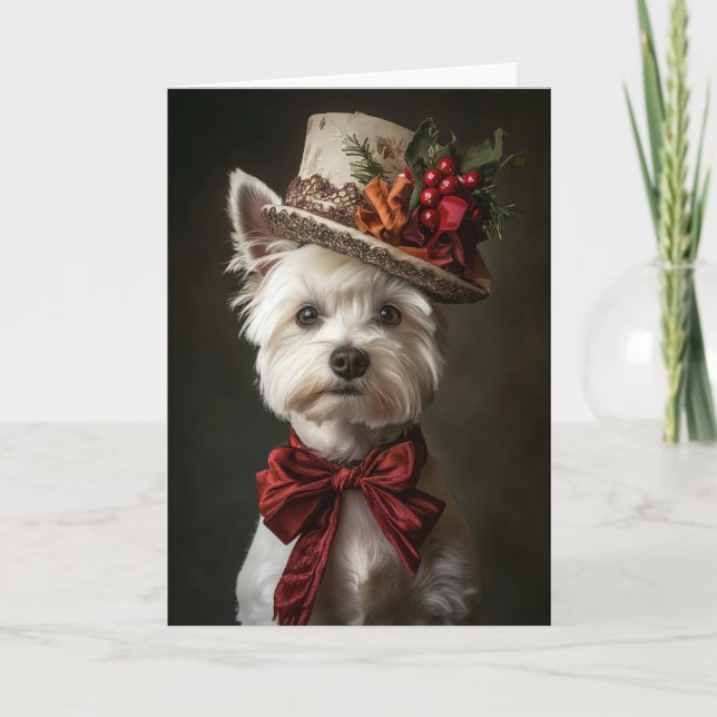 Carte de Noël Westie Élégant Chien Victorien (Devant)