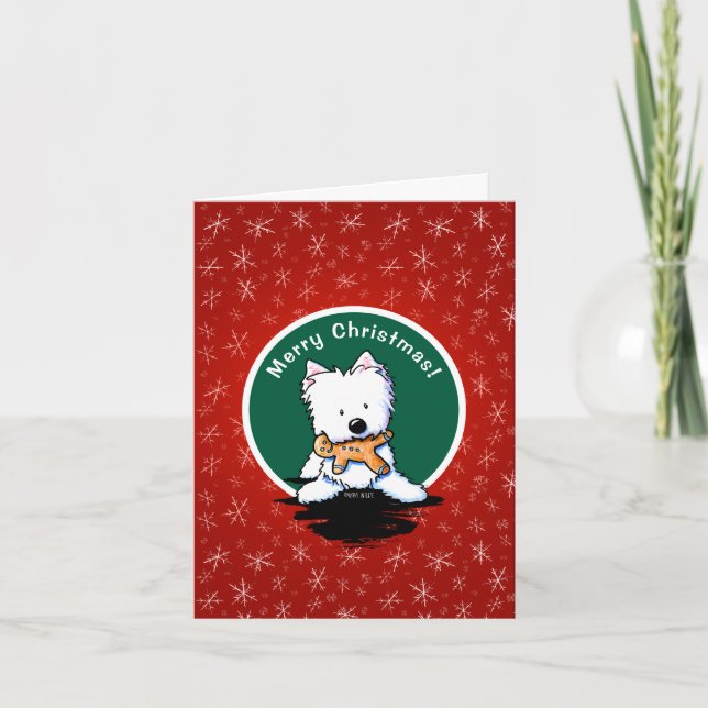 Carte de Noël Westie en pain d'épices (Devant)