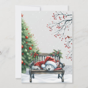 Carte de Noël Westie endormi