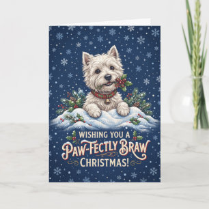 Carte de Noël Westie Pawfectly Braw