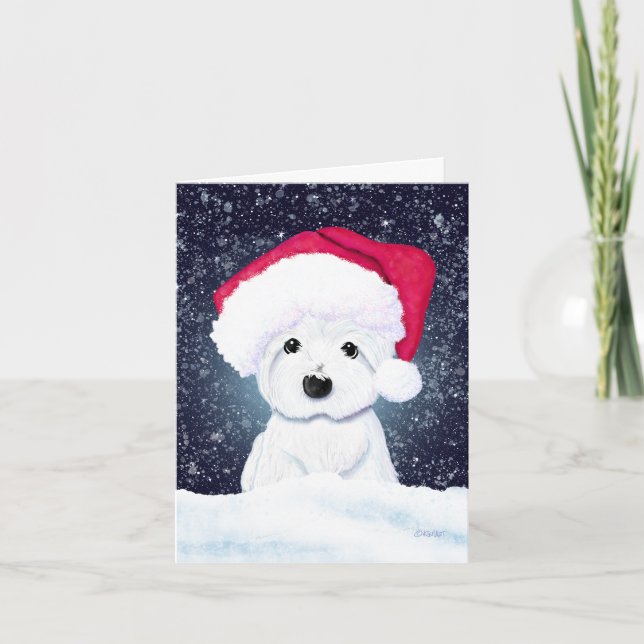 Carte de Noël Westie pour la nuit de Noël (Devant)