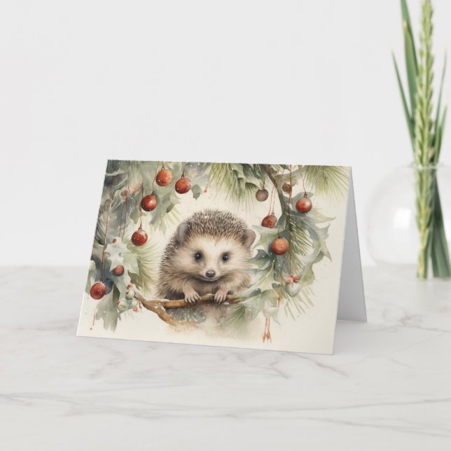 Carte de Noël Whimsical Hérisson (Devant)