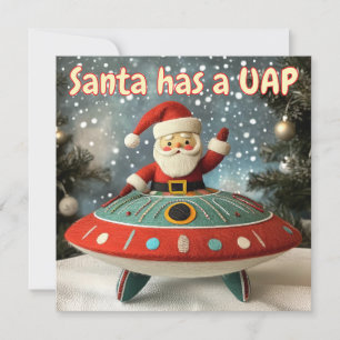 Carte de Noël Whimsical Père Noël et UFO