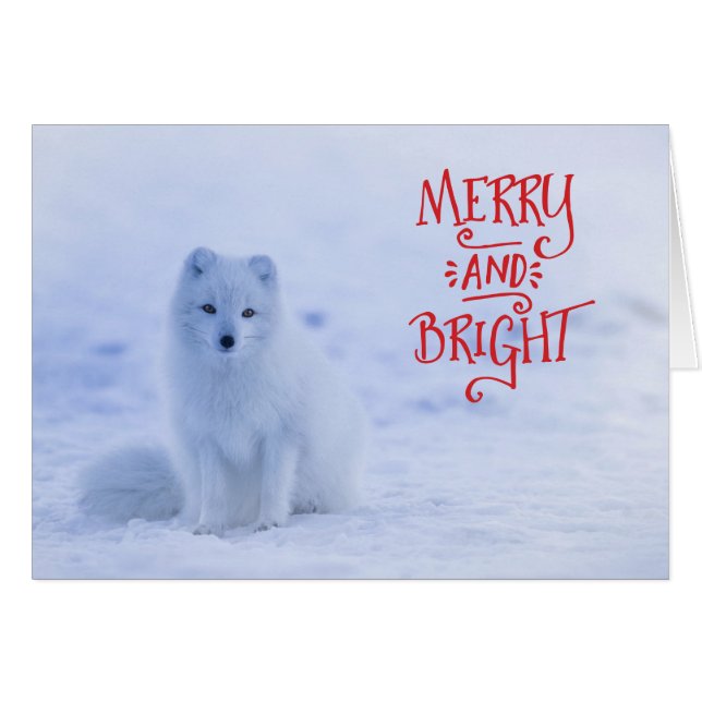 Carte de Noël White Arctic Fox (Devant horizontal)