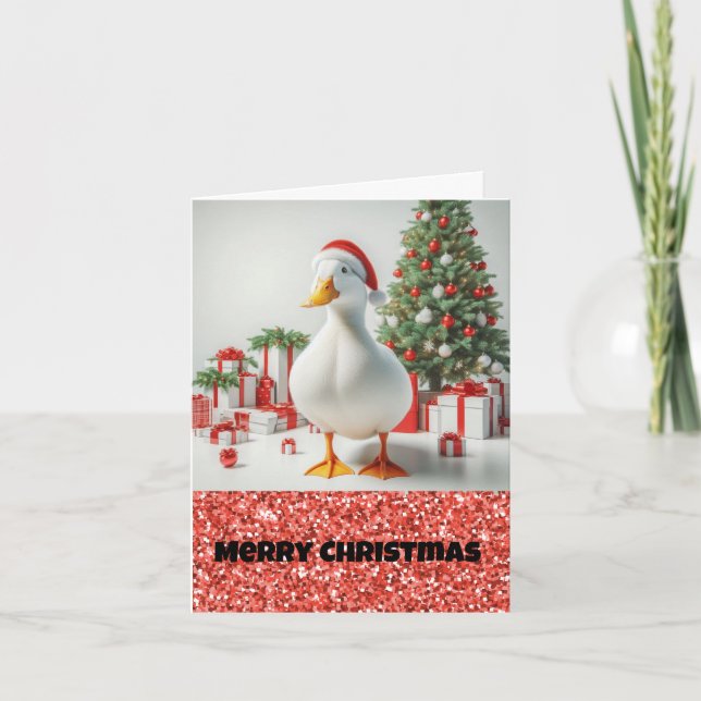 Carte de Noël White Pekin Père Noël Duck (Devant)