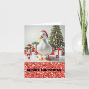Carte de Noël White Pekin Père Noël Duck