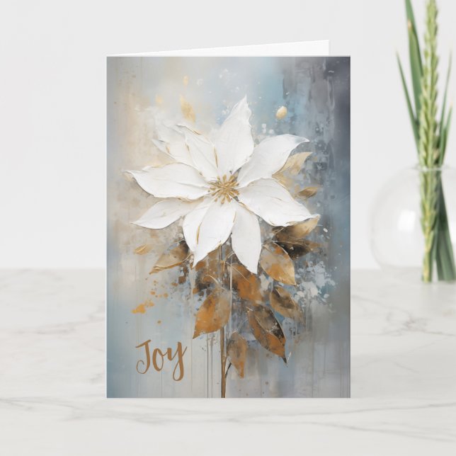 Carte de Noël White Poinsettia Joy (Devant)