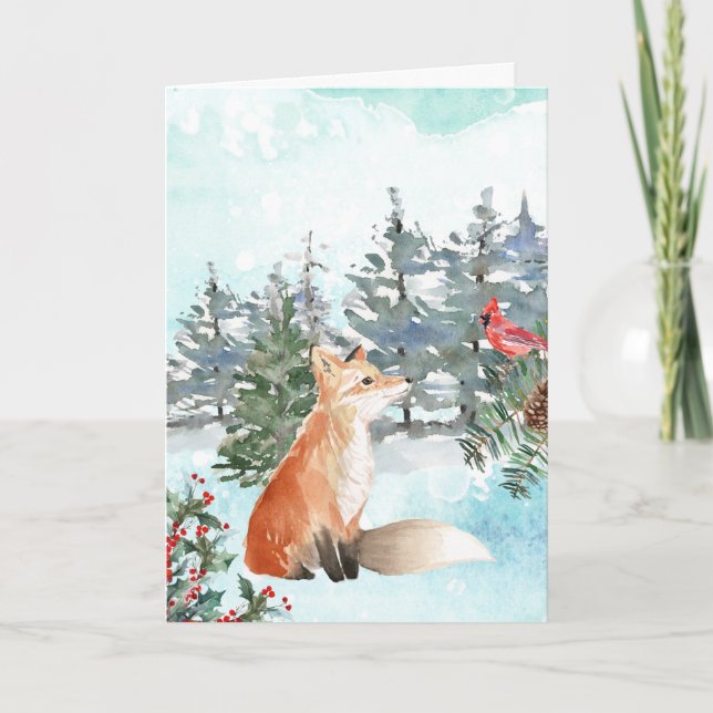 Carte de Noël Woodland Fox (Devant)